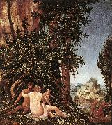 ALTDORFER, Albrecht Landscape with Satyr Family oil